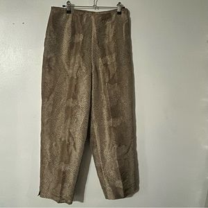 SLB Women Snake Skin Print Ankle Pants 100% Silk High Rise Lined Size 8